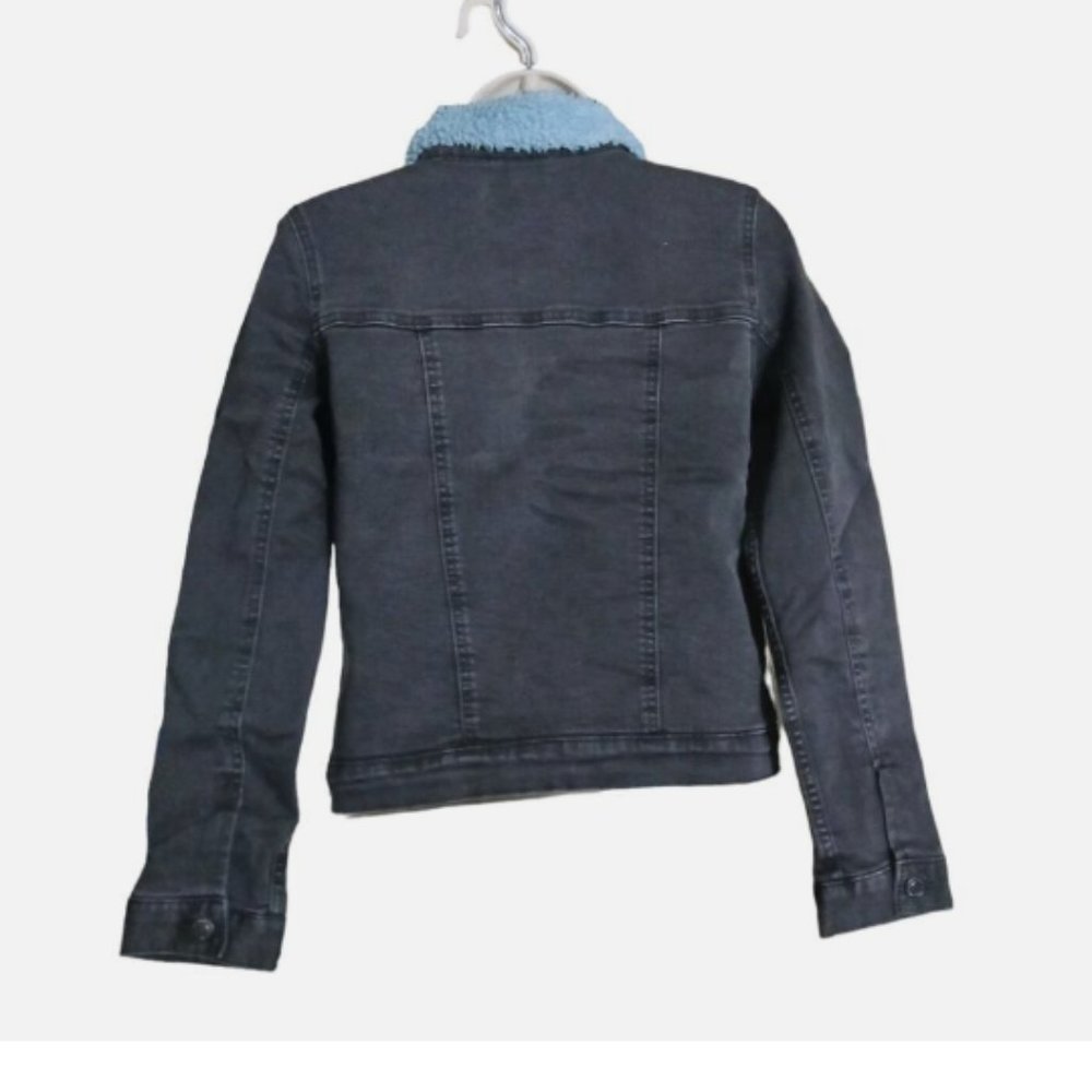 Levi's Trucker Black Jean Denim Jacket Fleece Sherpa Lined Girls 12-13 Size L - Picture 5 of 9